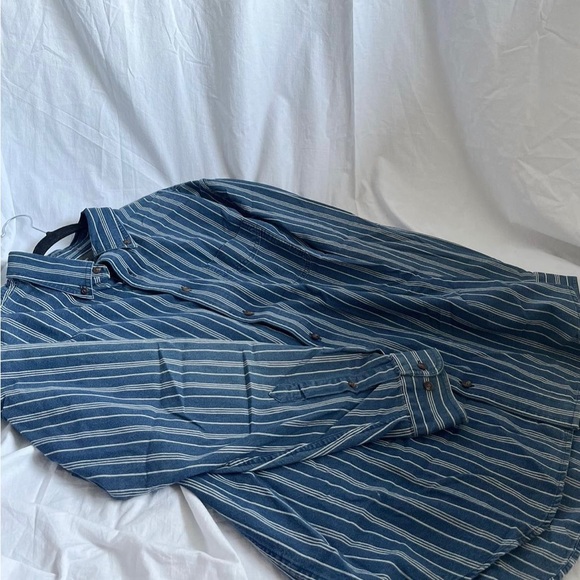 Dark Denim Striped Button Down Shirt - Picture 4 of 4